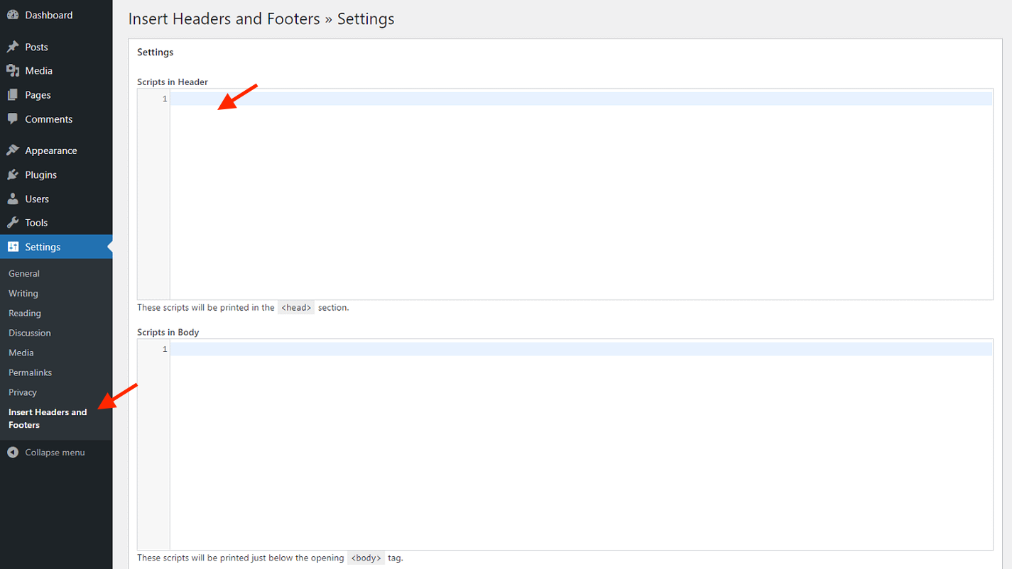Insert Headers and Footers plugin